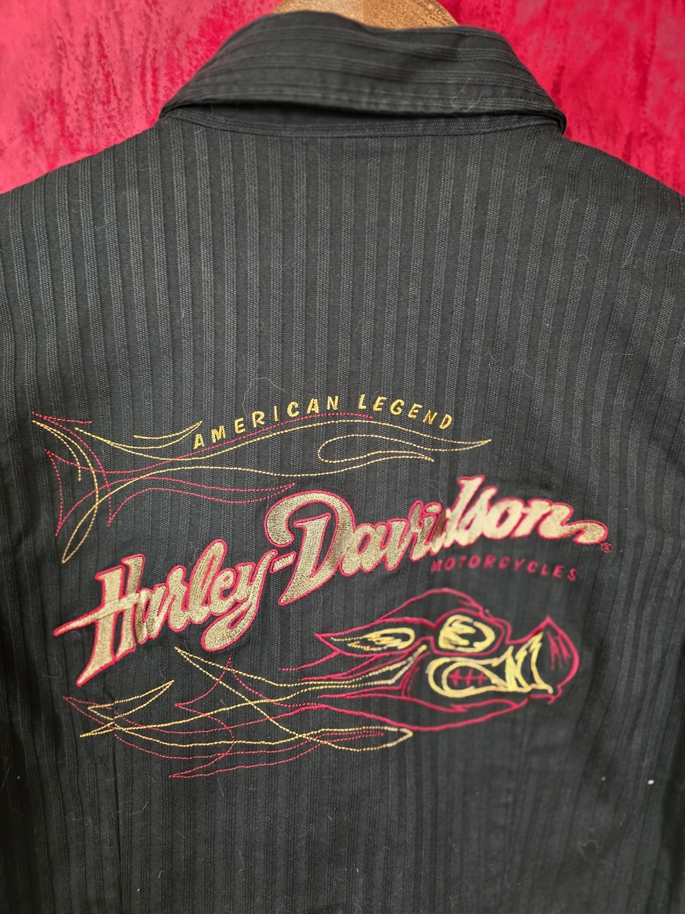 Harley-Davidson Black Pinstripe Workshirt with Orange Patch - Picture 5 of 6